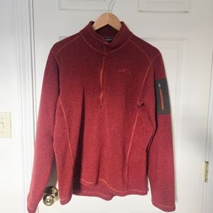 Eddie Bauer Men's Orange 1/4 Zip Fleece Pullover Sweater Outdoor Hiking